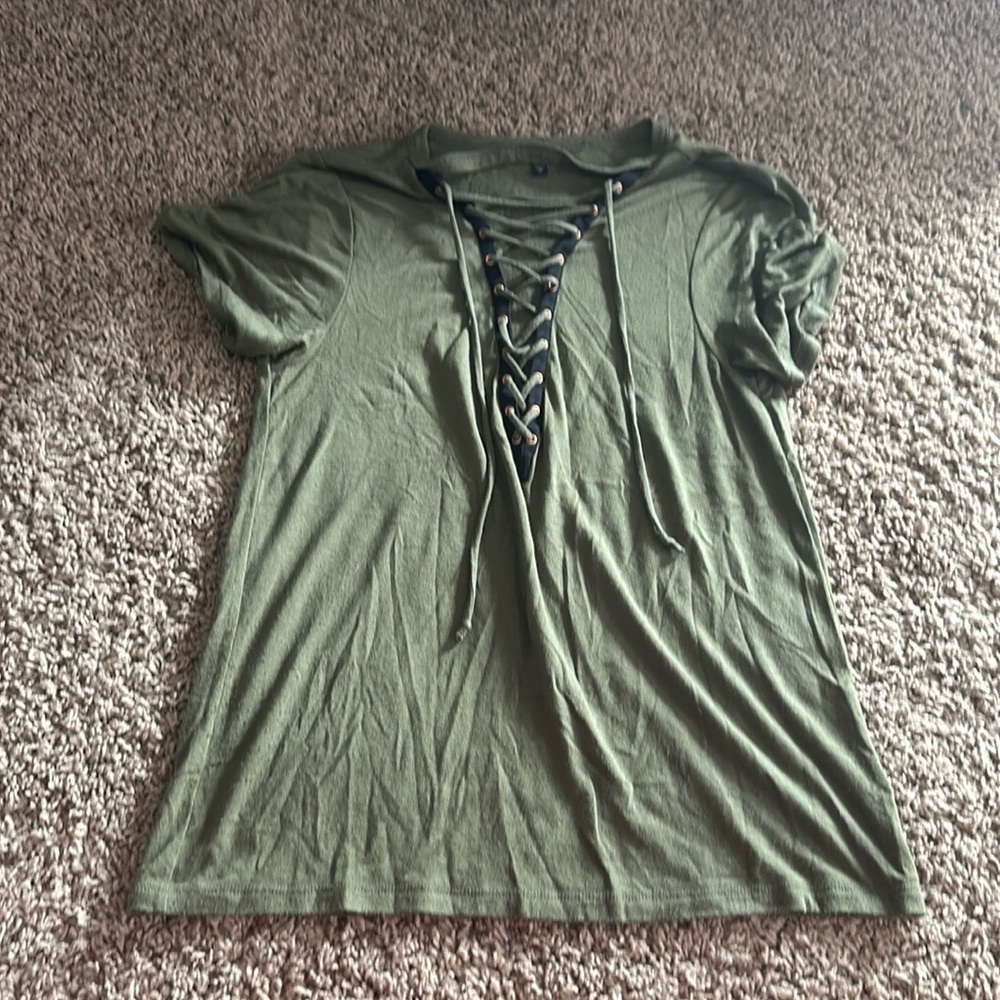 Green and black tie up t shirt size XS from Express